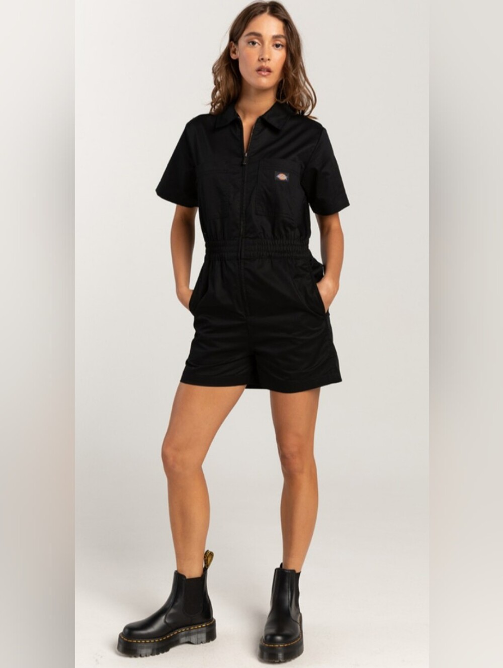 Dickies Short Jumpsuit Black Cotton Sz S